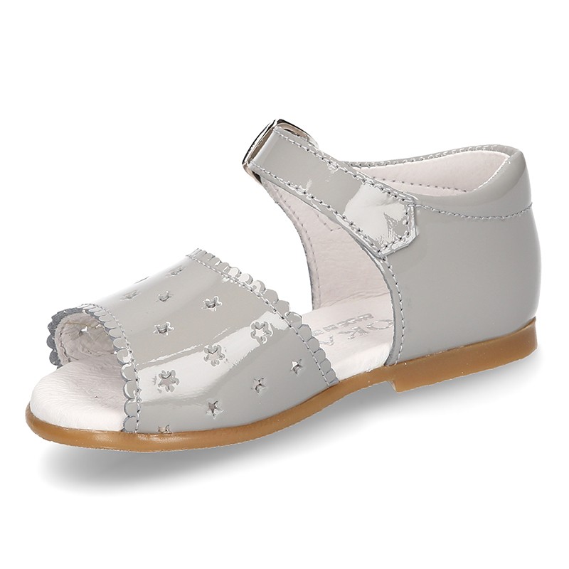 New patent leather sandals with STARS design for little girls. M138 ...
