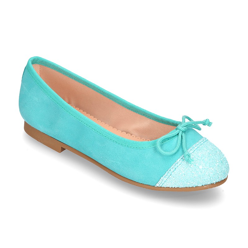 teal ballet flats with ribbon