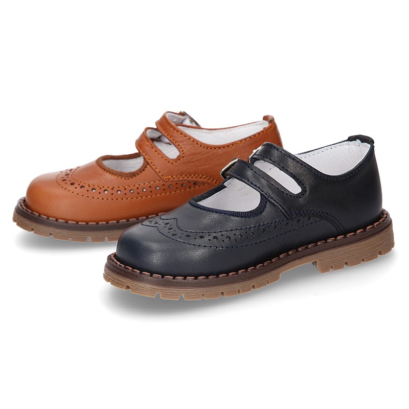 Nappa leather SPORT Mary Jane shoes with mountain soles. M150 | OkaaSpain