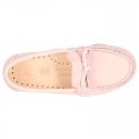 New EXTRA SOFT nappa leather moccasin shoes with bows in pastel colors.