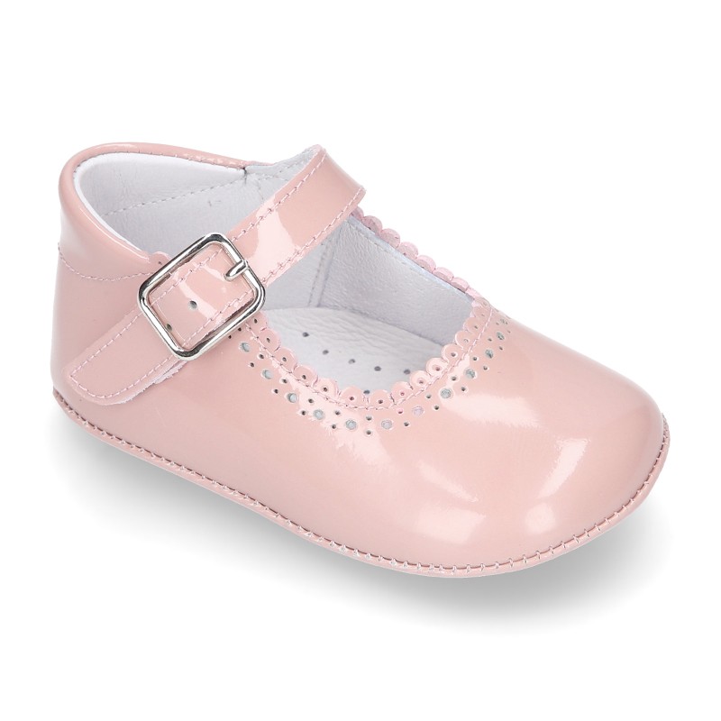 Soft Patent leather Little Mary Jane shoes for baby with buckle ...