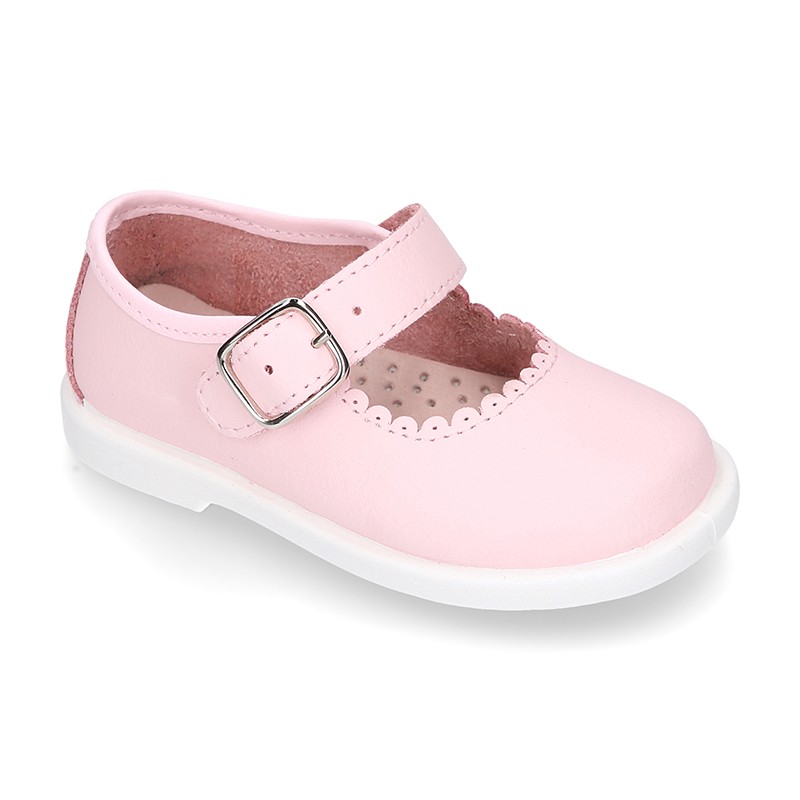 Little Washable leather MARY JANE shoes with buckle fastening. X035 ...