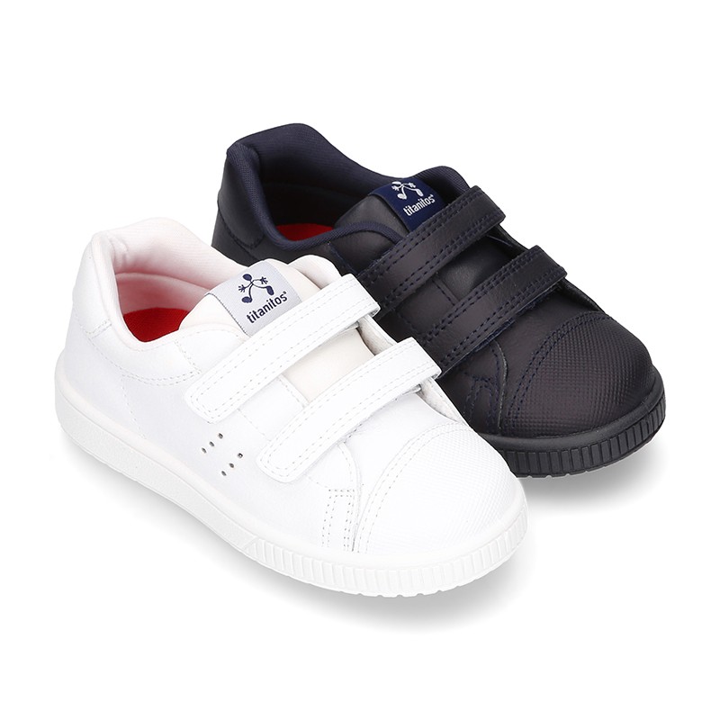 Zapatillas deportivas infantil de piel Adidas en color blanco con cierre  adherentes