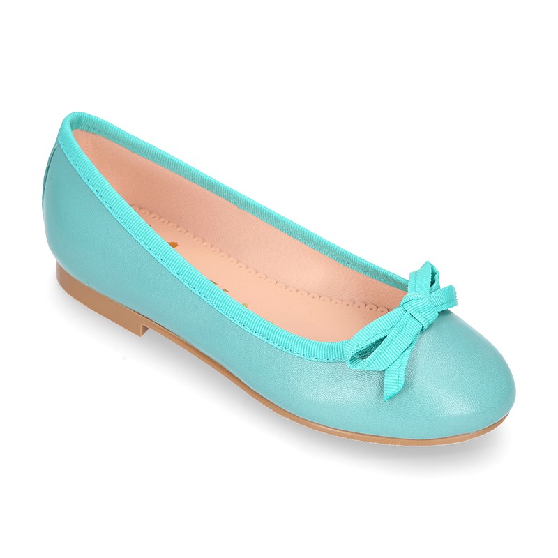 Extra soft leather ballet flats with ribbon. R006 | OkaaSpain