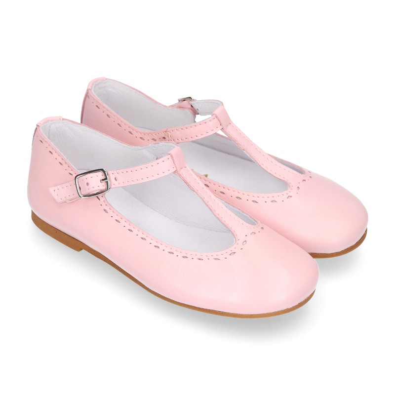 Girl T-Strap Mary Jane shoes in EXTRA SOFT leather in pastel colors ...