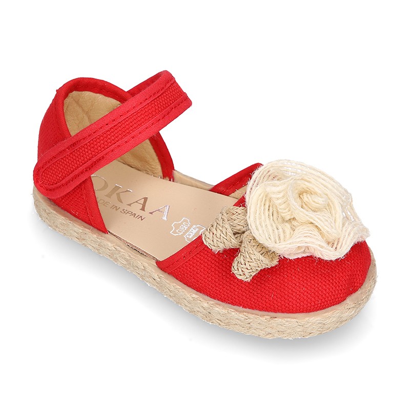 Baby canvas espadrille sandal with FLOWER design. 36 | OkaaSpain