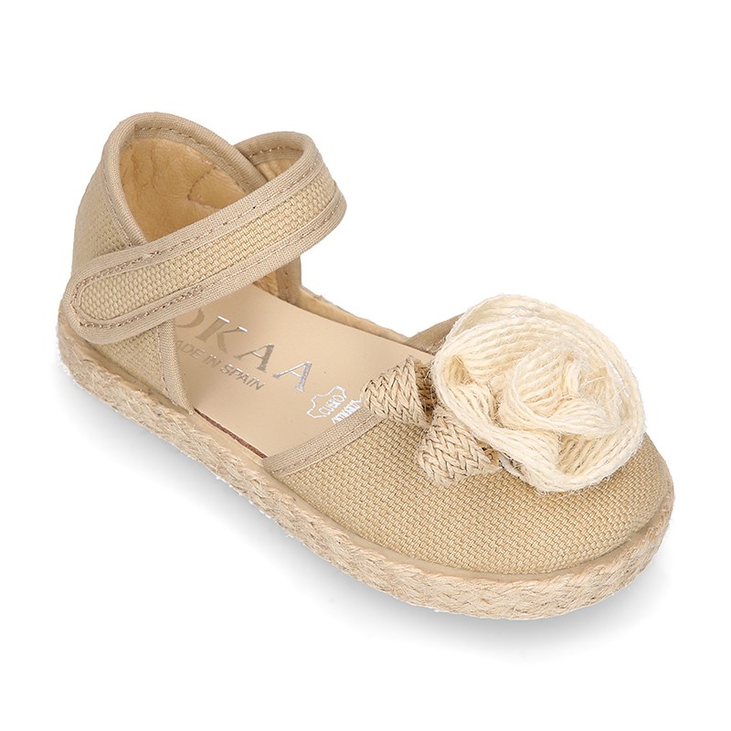 Baby canvas espadrille sandal with FLOWER design. 36 | OkaaSpain