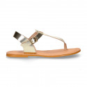 LAMINATED leather Woman sandal shoes Gladiator style.