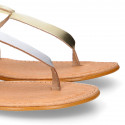 LAMINATED leather Woman sandal shoes Gladiator style.