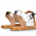 LAMINATED leather Woman sandal shoes Gladiator style.