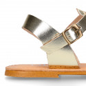 LAMINATED leather Woman sandal shoes Gladiator style.