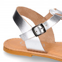 LAMINATED leather Woman sandal shoes Gladiator style.