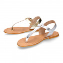 LAMINATED leather Woman sandal shoes Gladiator style.