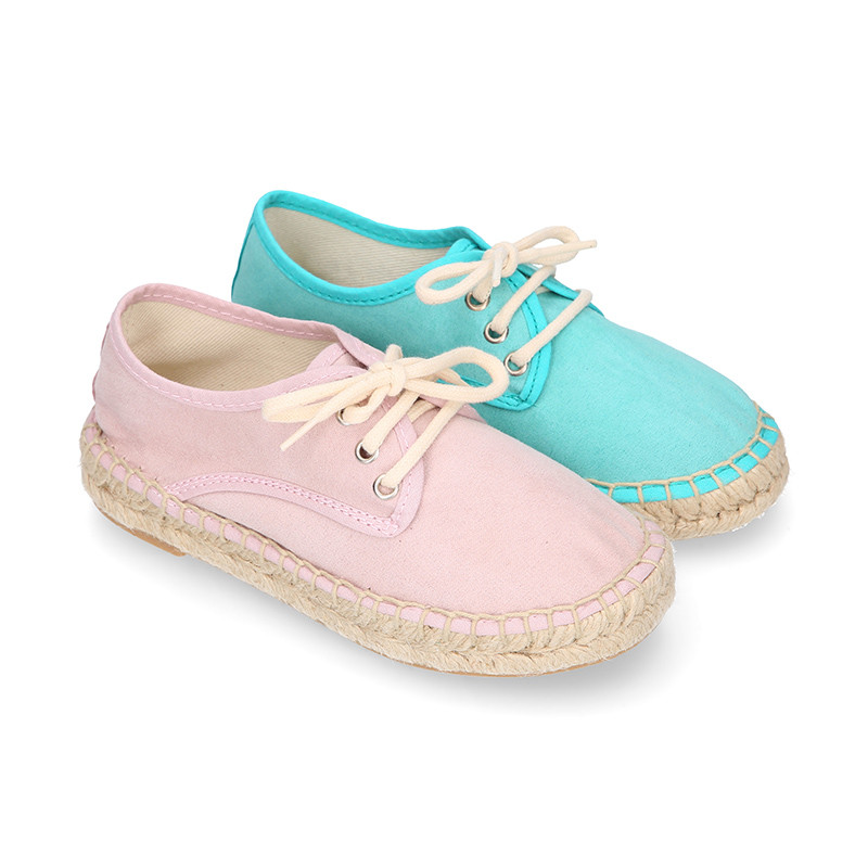 New soft cotton canvas laces up espadrille shoes. CG019 OkaaSpain