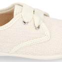 Blucher niño ceremonia en lona lino en color beige.