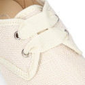 Blucher niño ceremonia en lona lino en color beige.