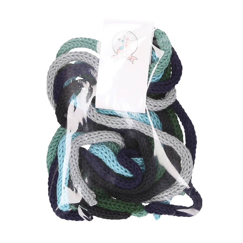 Pack de seis cordones para el pelo de niña en lana de colores tierra. MX007
