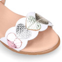 Nappa leather girl sandal shoes with colored hearts design.