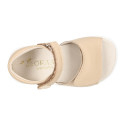 Micro canvas Okaa Flex kids Sandal shoes with double hook and loop strap closure.