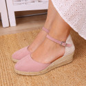 Classic Suede leather 3 CM wedge sandals espadrille shoes.