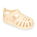 Classic Kids jelly shoes for Beach and Pool use in SOLID colors with hook and loop strap closure.