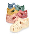 Classic Kids jelly shoes for Beach and Pool use in SOLID colors with hook and loop strap closure.