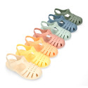 Classic Kids jelly shoes for Beach and Pool use in NEW SOLID colors with hook and loop strap closure.