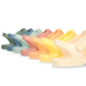 Classic Kids jelly shoes for Beach and Pool use in NEW SOLID colors with hook and loop strap closure.