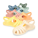 Classic Kids jelly shoes for Beach and Pool use in NEW SOLID colors with hook and loop strap closure.