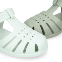 Classic Kids jelly shoes for Beach and Pool use in NEW SOLID colors with hook and loop strap closure.