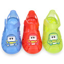 Classic style Kids jelly shoes with hook and loop strap closure and CAR design.