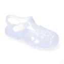 Classic Kids jelly shoes for Beach and Pool use in cristal colors with hook and loop strap closure.