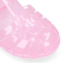 Classic Kids jelly shoes for Beach and Pool use in cristal colors with hook and loop strap closure.