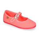 Girl's Mary Jane with Japanese-style buckle in FLUOR COLORS.