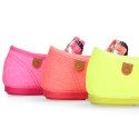 Girl's Mary Jane with Japanese-style buckle in FLUOR COLORS.