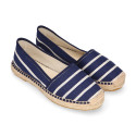 Stripes print Cotton canvas classic espadrilles shoes style.