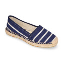 Stripes print Cotton canvas classic espadrilles shoes style.