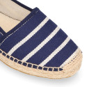 Stripes print Cotton canvas classic espadrilles shoes style.