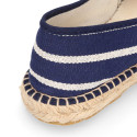 Stripes print Cotton canvas classic espadrilles shoes style.