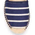 Stripes print Cotton canvas classic espadrilles shoes style.