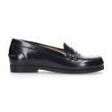 Classic school GIRL Moccasin shoes in Antik leather.