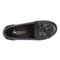 Classic school GIRL Moccasin shoes with tassels and fringed design in Nappa leather.