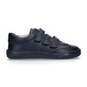 Okaa Flex respectful school Kids Oxford shoes in deep blue color.