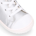 BAREFOOT Kids high Sneaker shoes with laces and side zipper.