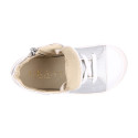 BAREFOOT Kids high Sneaker shoes with laces and side zipper.