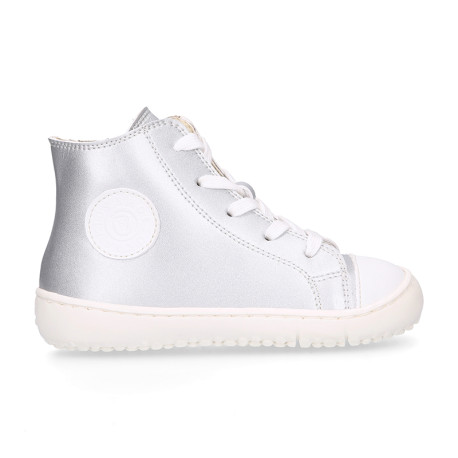 BAREFOOT Kids high Sneaker shoes with laces and side zipper.