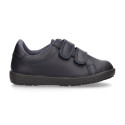 Washable leather kids Tennis School shoes laceless.