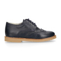 Navy blue Nappa leather kids oxford shoes for ceremony.