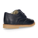 Navy blue Nappa leather kids oxford shoes for ceremony.