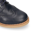 Navy blue Nappa leather kids oxford shoes for ceremony.